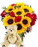 Bouquet + plush teddy bear - gift set
