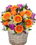 Krásny farebný kvetinový kôš - kytice - expres