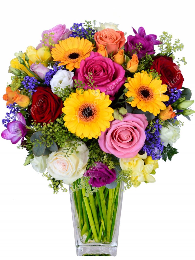 Krásná barevná kytice - rozvoz květin