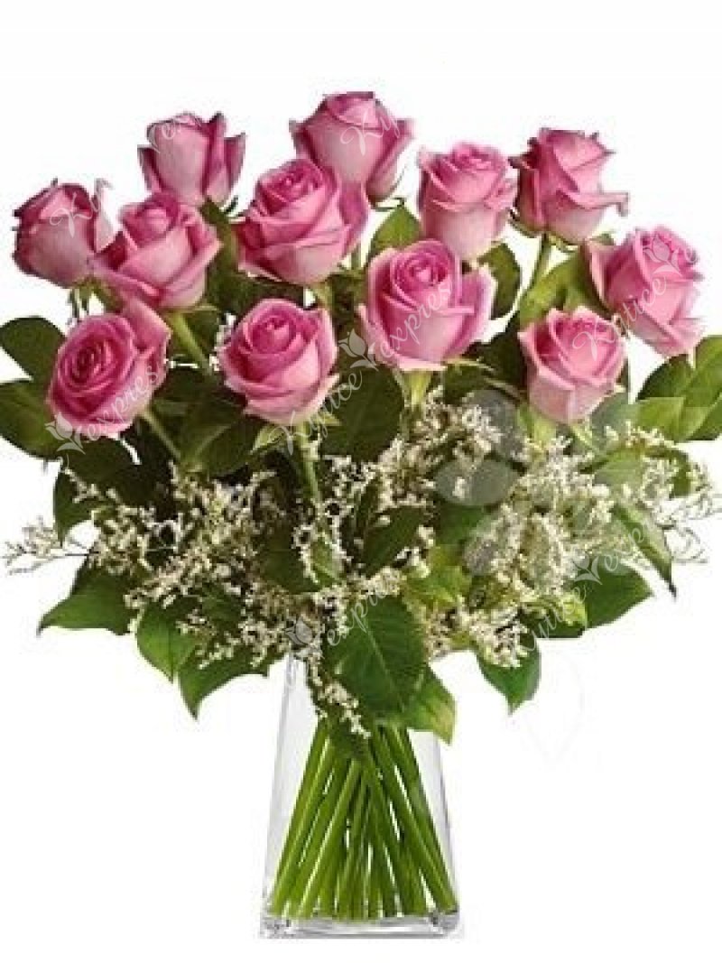 Fresh pink roses with green Donna